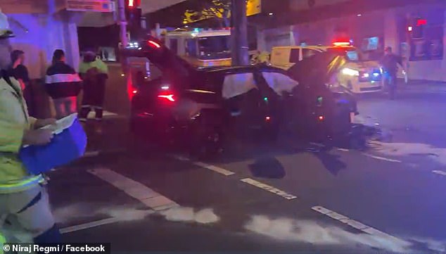 The Lamborghini Urus (pictured) crashed into a sedan on the opposite side of the road along Kent Street, in New Farm, Brisbane, on Friday around 7.40pm.