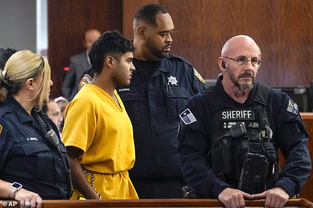 Johan José Rangel-Martínez is led into the courtroom on Tuesday, June 25, 2024, in Houston. Capital murder charges were filed against Johan José Rangel Martínez and Franklin José Peña Ramos for the strangulation death of the 12-year-old boy.