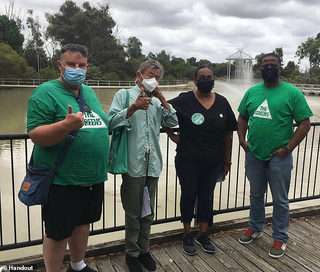 Donna Nelson (second from right) was the Greens candidate for the Western Australian seat of Pearce in the 2022 federal election.