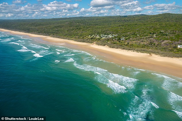 Aerial view of the beach in Eurong township, over which traditional owners are making a freehold claim.