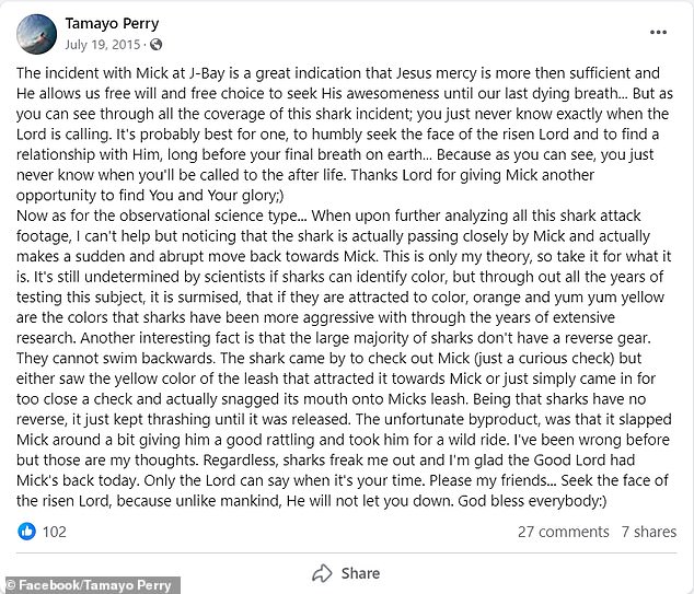 1719350100 620 Surfing legend and actor Tamayo Perrys disturbing post about shark infested