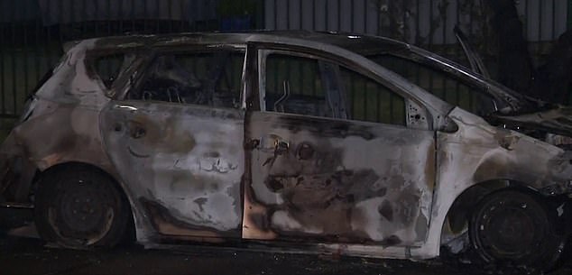 Police have launched an urgent search for the gunman after the white Toyota Corolla he was in was found burnt out in a neighboring suburb.