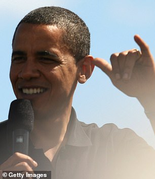 Former President Barack Obama making the gesture in 2008