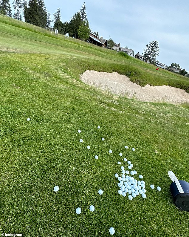 Another POV shot showed a pile of golf balls next to him as he looked into the nearby sandbox.