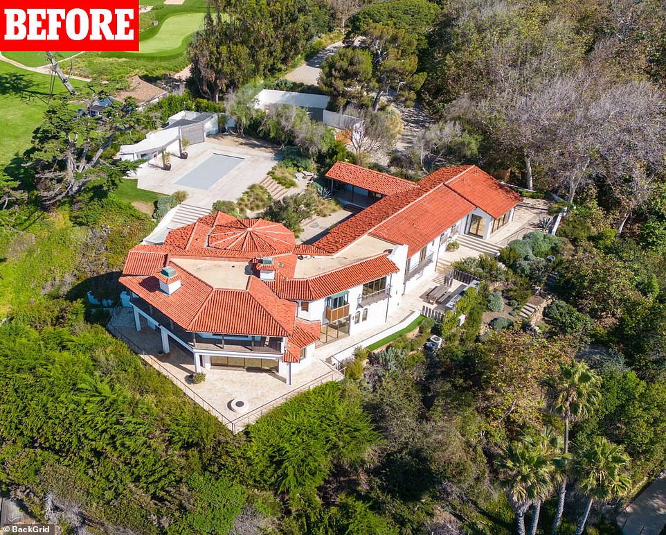 The stunning mansion previously had a Mediterranean-inspired look, which she swapped for a contemporary, monochrome design to complement her $60 million mega-mansion in Hidden Hills.