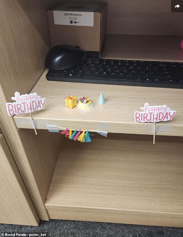 A US worker had told her colleagues that she didn't like big birthday celebrations; They took a very literal approach to wishing him well on her special day.