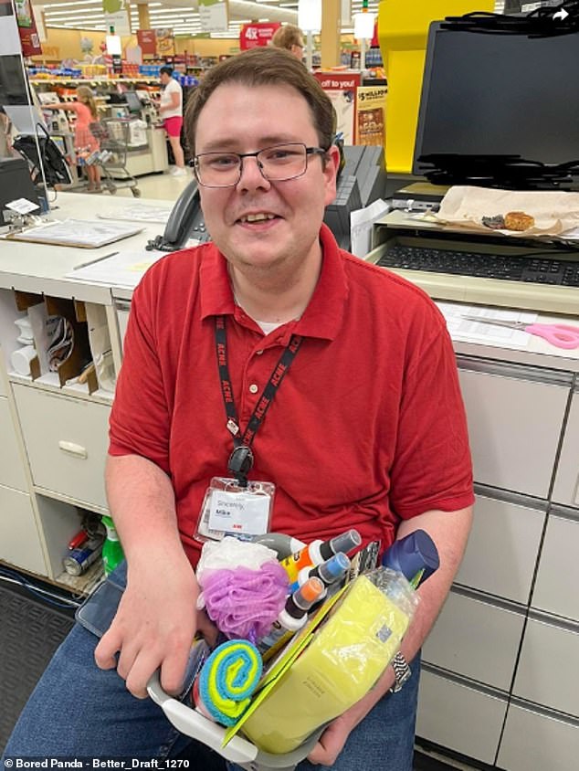 This man was celebrating being sober for 24 years; His colleagues congratulated him for staying clean with...cleaning products.