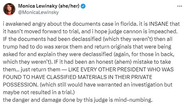 1719396537 969 Monica Lewinsky Calls for Judge Aileen Cannon to BE INdicted