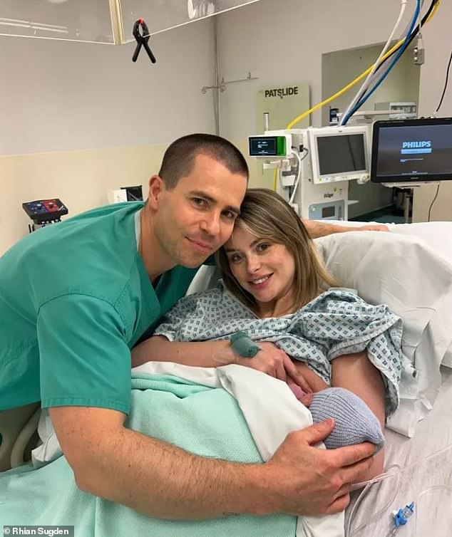 Model Rhian Sugden and her husband, actor Oliver Mellor, welcomed their first child, George, in April after a long battle with IVF.