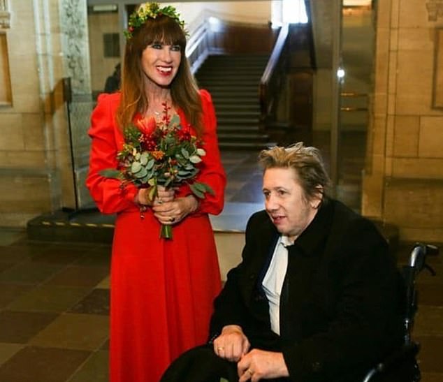 Pictured: Victoria Mary Clarke and Shane MacGown of The Pogues on their wedding day in November 2018