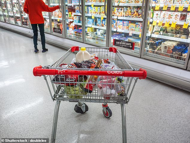 NAB analysts have warned that any interest rate cut could be delayed until after May next year in a bid to keep inflation down. Pictured is a shopper at Coles.