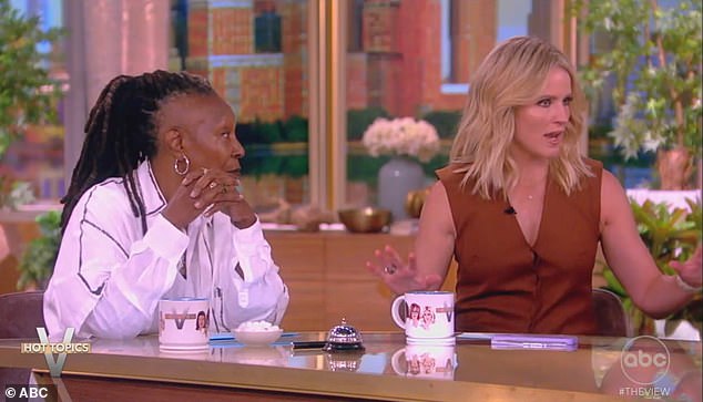 Sara (right) suggested that celebrities 'lie', while Whoopi argued that not everyone feels 'comfortable' sharing