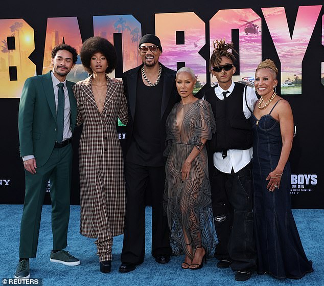 Her mother-in-law Adrienne Banfield-Norris, 70, also showed her support and was seen posing for photos with the family on the red carpet.