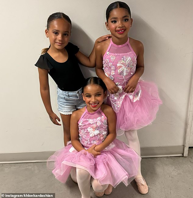 Chyna's daughter Dream is seen below with a friend on the left and Khloe Kardashian's daughter Dream Kardashian on the right.