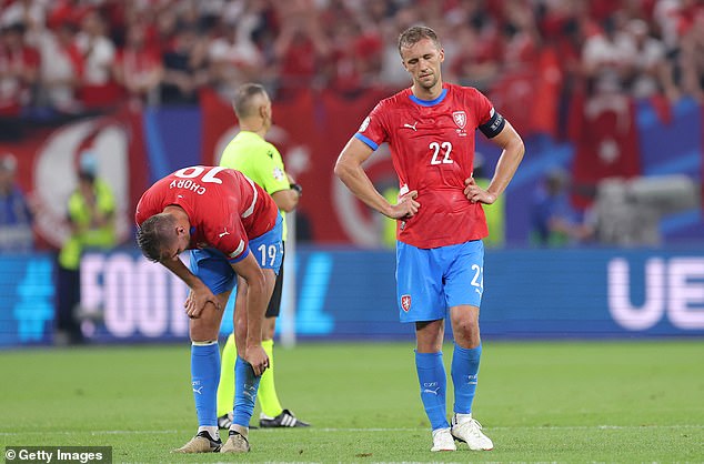 A goal by Tomas Soucek (right) had given his team hope, but it turned out to be only a consolation.