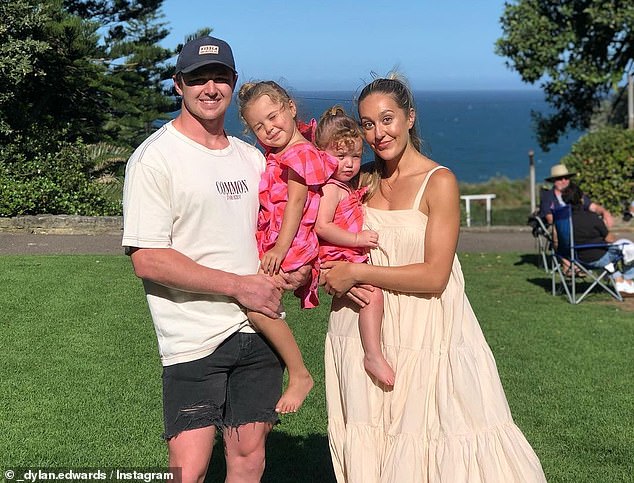 NSW and Panthers star Dylan Edwards with his partner Nadine and their two daughters.