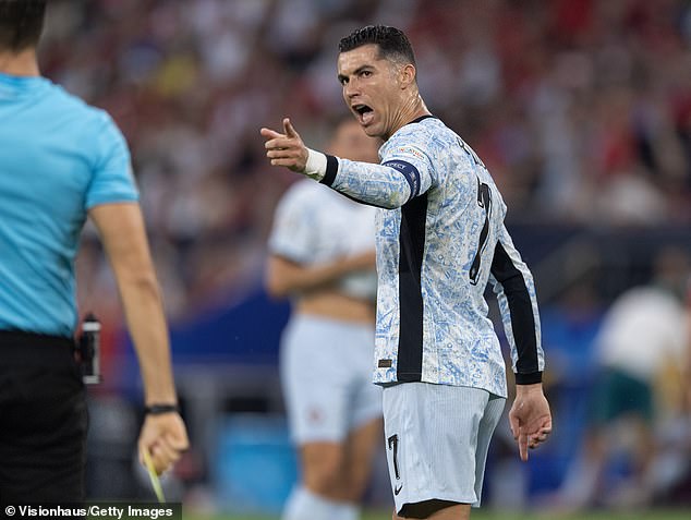 Ronaldo became frustrated during the match and received a yellow card for dissent.