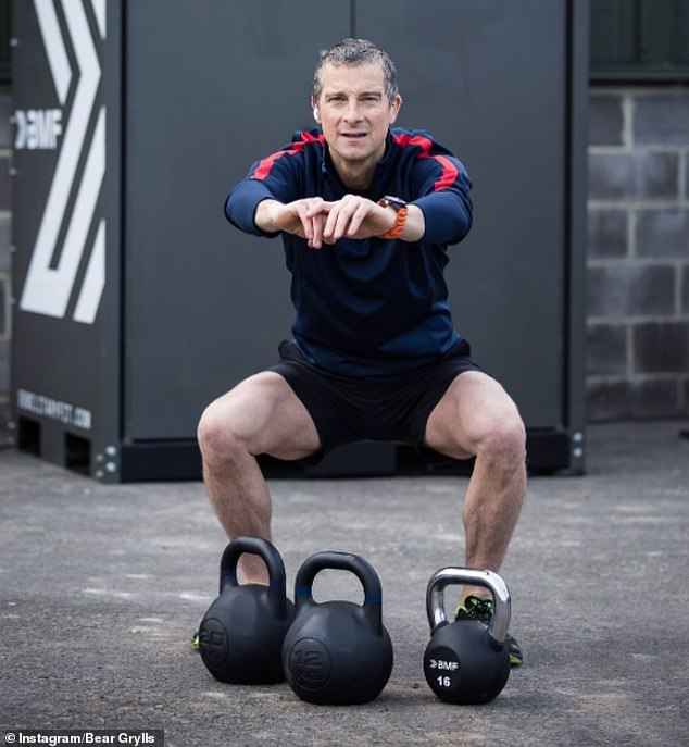 Exercise: The father of three says he uses weights four times a week to keep his muscle tone strong