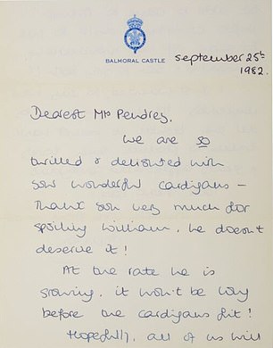 On September 25, 1982, in a letter of thanks, Diana said: 