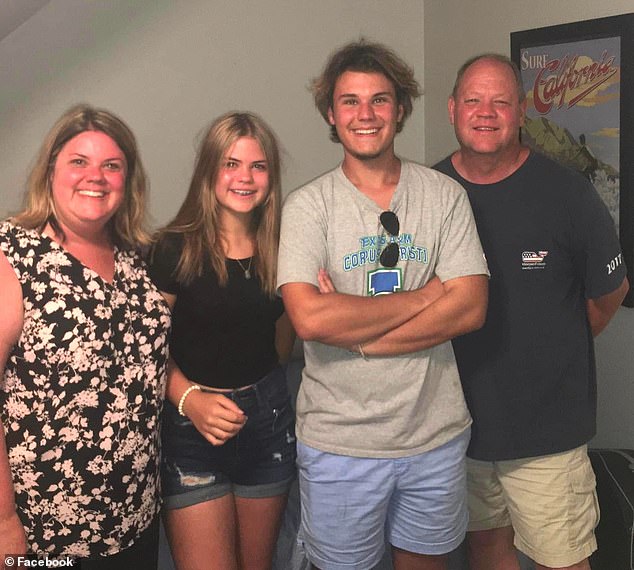 Pictured: Caleb (third from left) with his family, who have been desperately searching for him since his disappearance in March.