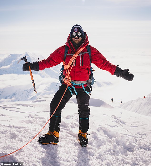 Oli is pictured on the 20,310-foot (6,190-foot) summit of Denali. She said that she felt a 