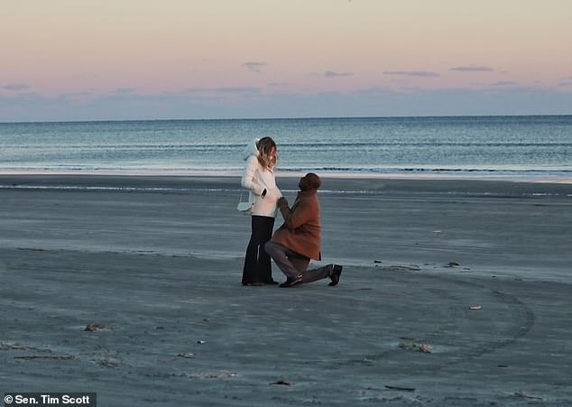 Scott, 58, proposed to Noce, 47, in January, just before the New Hampshire primary. The couple will marry on August 3 in Charleston, South Carolina.