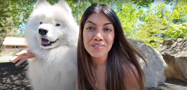 YouTube star Charishma Cohen, aka Life With A Landcloud, who has 1.46 million subscribers, with her Samoyed dog Boomer.