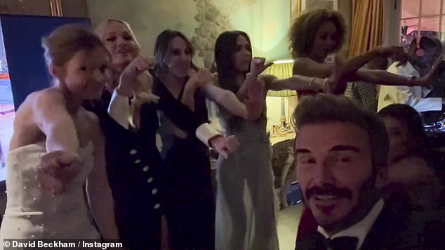 Later that night, the former band were seen singing their 1997 hit Stop together, in footage captured by David Beckham.