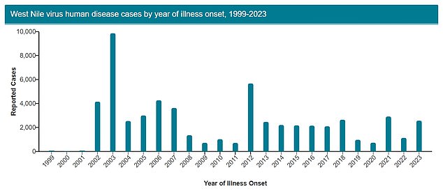 The above shows the number of cases reported per year from 1999 to 2023. Cases have remained stable in recent years.