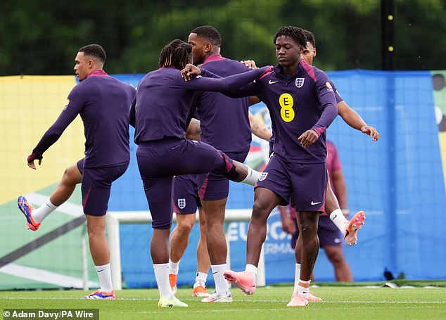 Manchester United youngster Kobbie Mainoo (right) is pushing for a start against Slovakia after his impressive cameo.