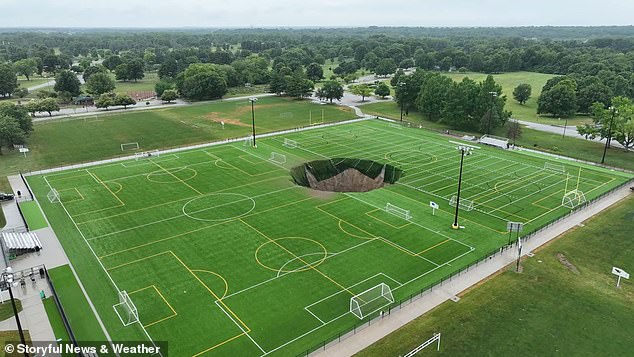 Drone footage showed the extent of the damage, with large parts of the fields destroyed.