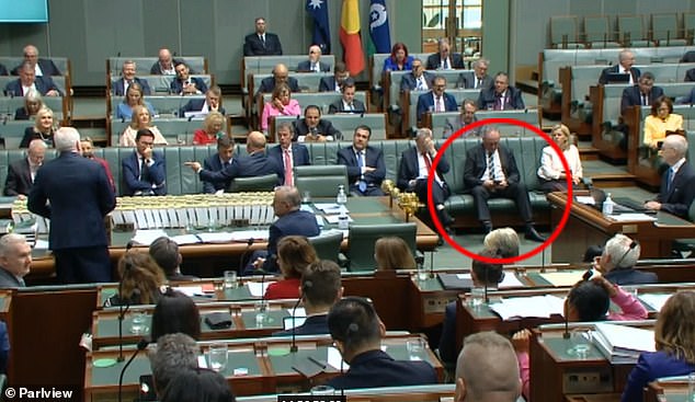 That same day, Mr Joyce appeared in Parliament wearing the same blue and white tie.