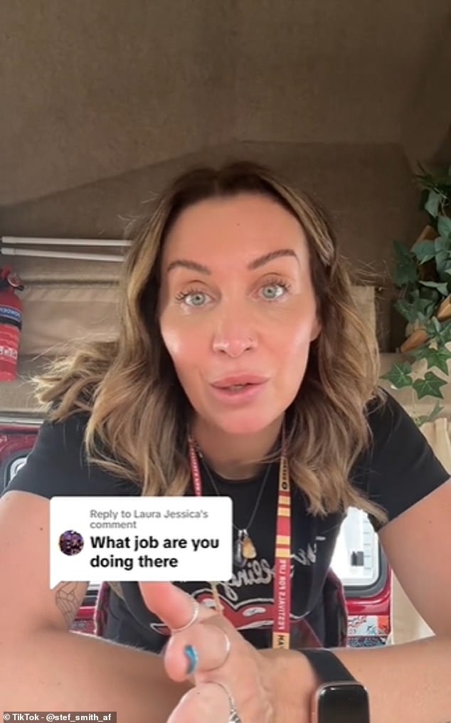 Posting a clip on her TikTok page, the volunteer detailed the benefits she enjoys as part of her job, including flexible work shifts, exclusive areas reserved for staff and free food.