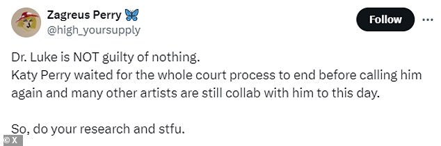 Others focused more on Perry's professional decision to collaborate with Dr. Luke.