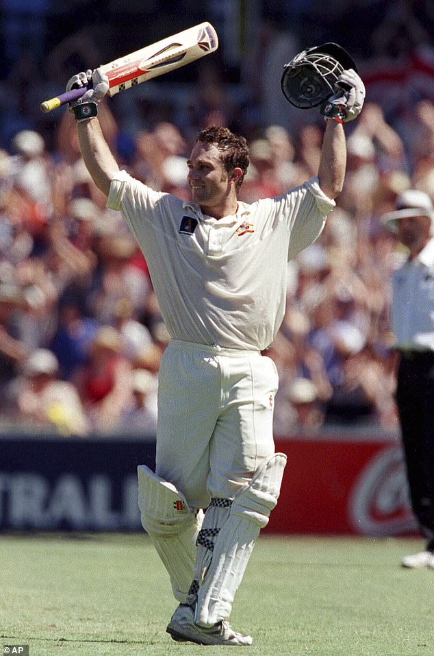 Slater scored 5,312 runs, played 74 Test matches and 42 one-day internationals for Australia between 1993 and 2001 throughout his cricket career (pictured, a hit century against England in 1999).