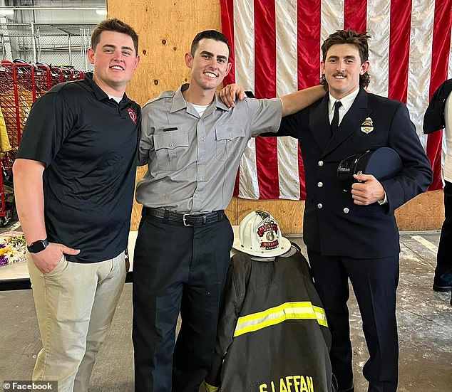 The Laffans are a firefighter family: Caeden's maternal grandfather served as a firefighter and his younger brother, Cooper (center), is now in the fire academy.