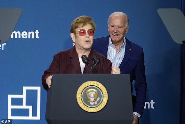 John praised Biden during his speech, in which he said the fight for freedom and equality for LGBTQ+ people was ongoing.