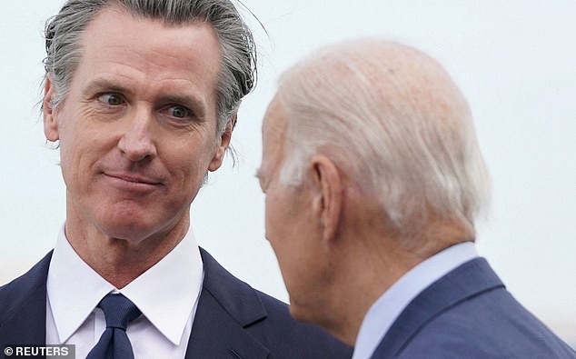 US President Joe Biden is greeted by California Governor Gavin Newsom in California