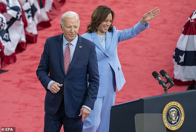 US President Joe Biden campaigns with Vice President Kamala Harris