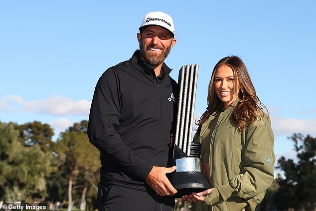 The LIV golfer posing with his wife, the daughter of NHL champion Wayne Gretzky in 2024