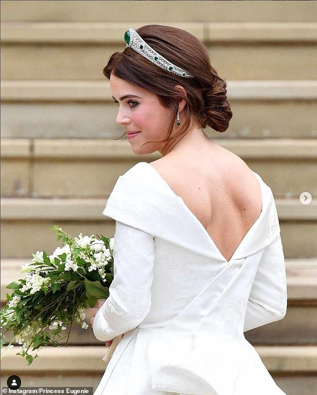 Earlier this week, Eugenie shared a photo of herself in her wedding dress which showed off her scoliosis scar.