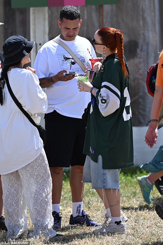 Anne-Marie, 33, was also spotted inside the star-studded festival chatting with her husband, rapper Slowthai, 29.