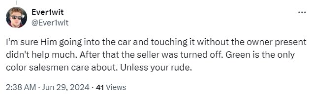 Others pointed to his behavior before the trade as reason for the trader to be suspicious.