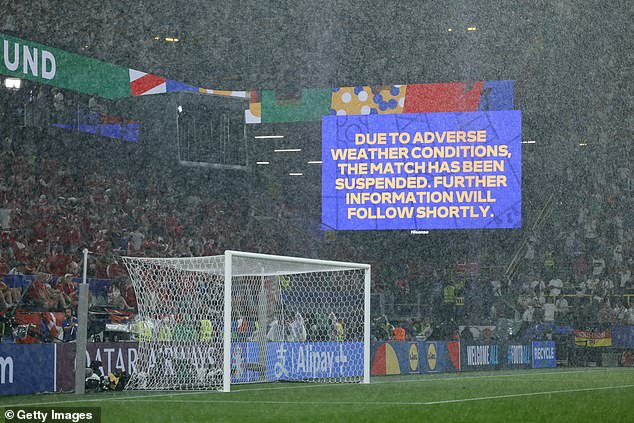 The skies opened in the first half, with the match suspended due to adverse weather conditions