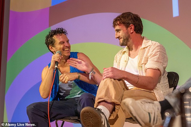 Paul Mescal (right) teased bringing back the mullet during a chat with fellow actors Andrew Scott (left) and Saoirse Ronan.