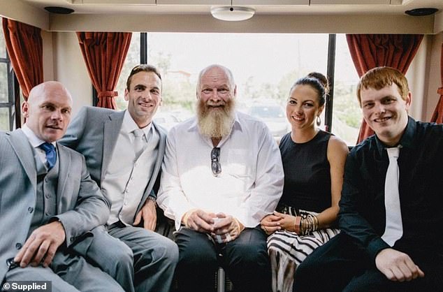 Mrs Williams said her father went from strong and fit to a boy in less than 48 hours. Mr Pattenden is pictured in the center with his and Rachel's three children.