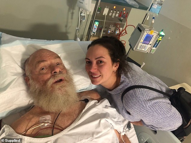 Mr Pattenden (pictured in hospital with his daughter Mrs Williams) was once a fit and healthy bus driver who even appeared on the front page of his local newspaper after completing a 52km swim in Hume Dam in 2012.