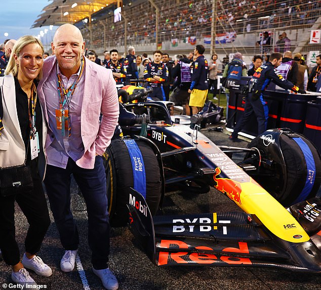 Barely a week goes by without Zara and Mike, 45, attending some glitzy function, writes Natasha Livingstone. The couple next to winner Max Verstappen's car at the Bahrain Grand Prix held in March