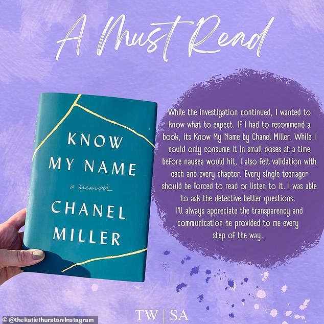 Katie also recommended the memoir Know My Name, written by Chanel Miller and explained: 