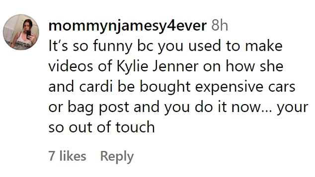 She called out Frankel for her criticism of the Kardashian/Jenner family and then accused her of acting the same way.